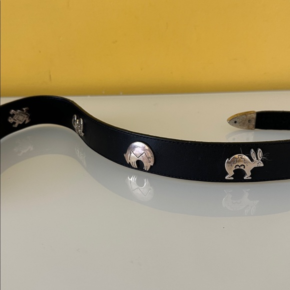 Silver Creek Black Leather Western Belt with Desert Animals 90’s Vintage Size 30 - Picture 7 of 16